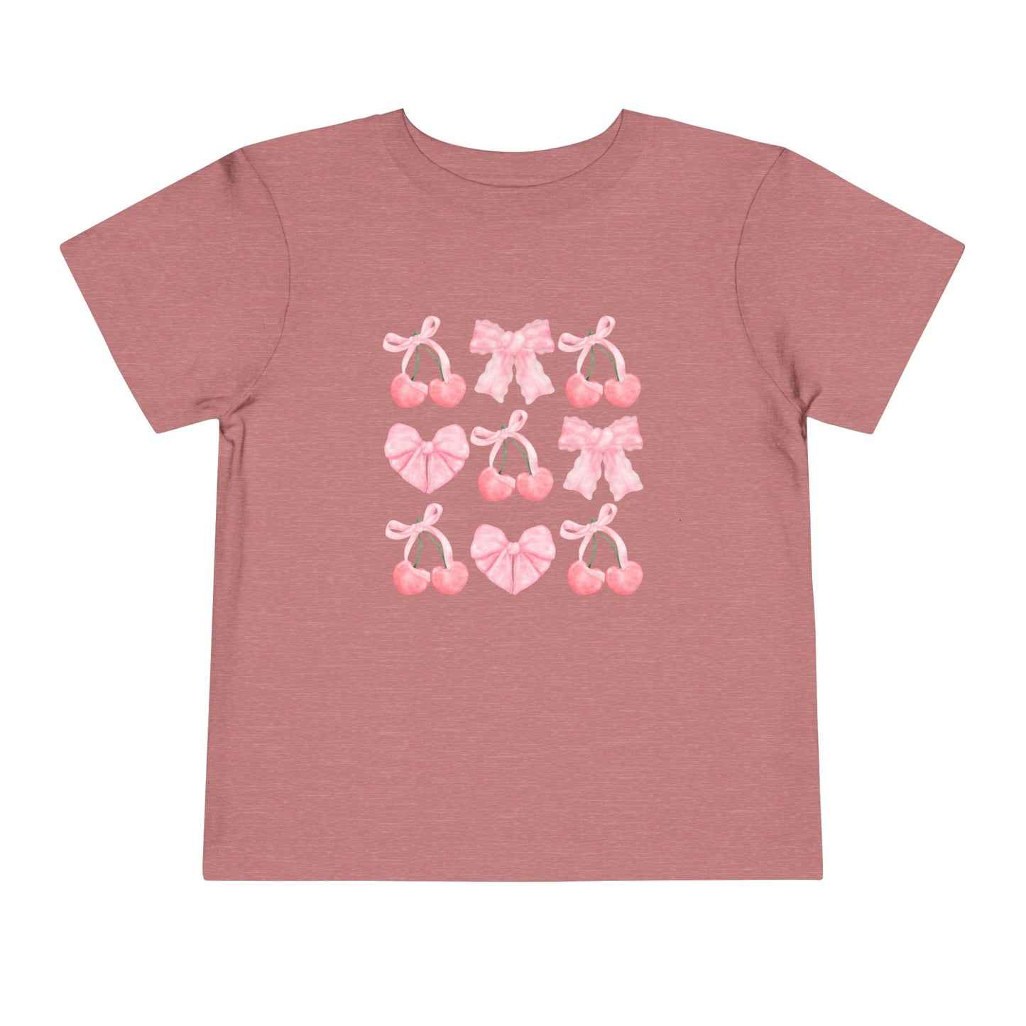 Toddler Pink Cherry Heart & Bow Tee
