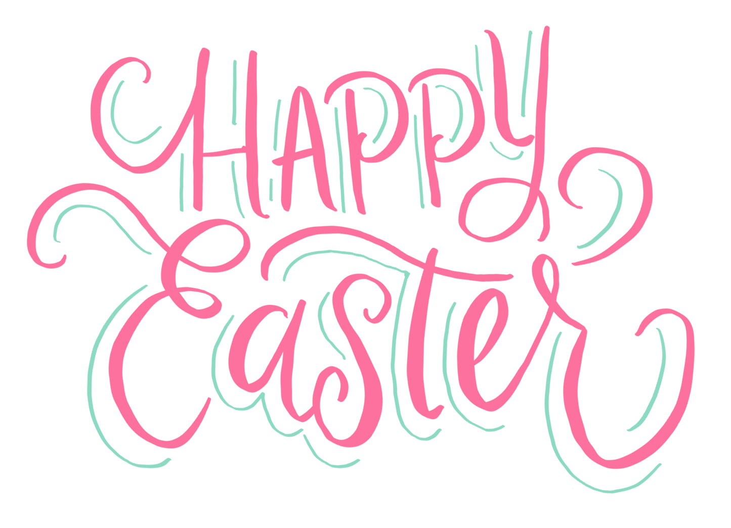 Happy Easter Doodle Pink and Green DTF Transfer