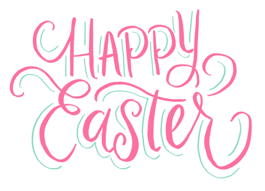 Happy Easter Doodle Pink and Green DTF Transfer