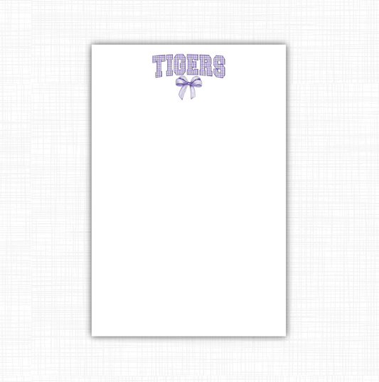 Tigers Gingham Bow Notepad