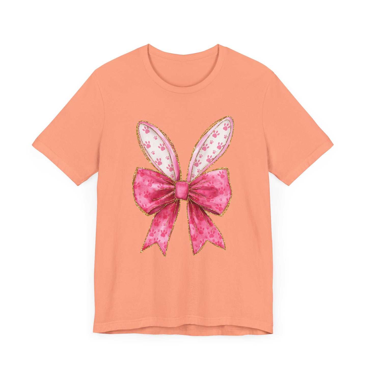 Pink Bow Bunny Ears Adult Tee