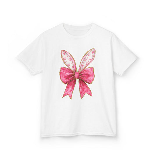 Pink Bow Bunny Ears Youth Tee
