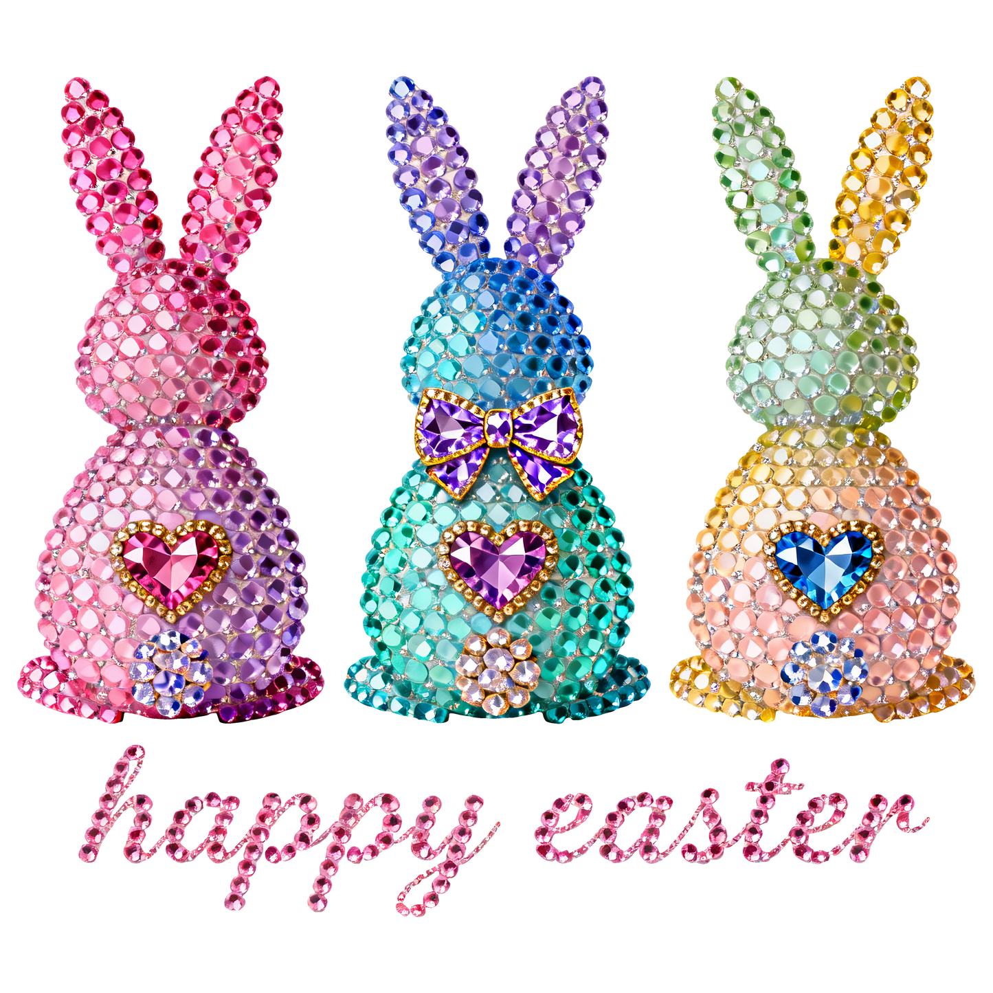 Bejeweled Bunny Happy Easter DTF Transfer