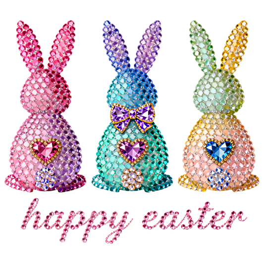 Bejeweled Bunny Happy Easter DTF Transfer