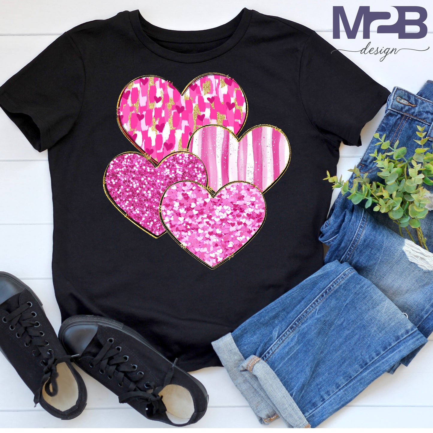 Brushstroke Multi Heart DTF Transfer