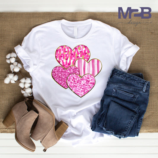 Brushstroke Multi Heart DTF Transfer