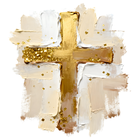 Gold Brushstroke Cross DTF Transfer