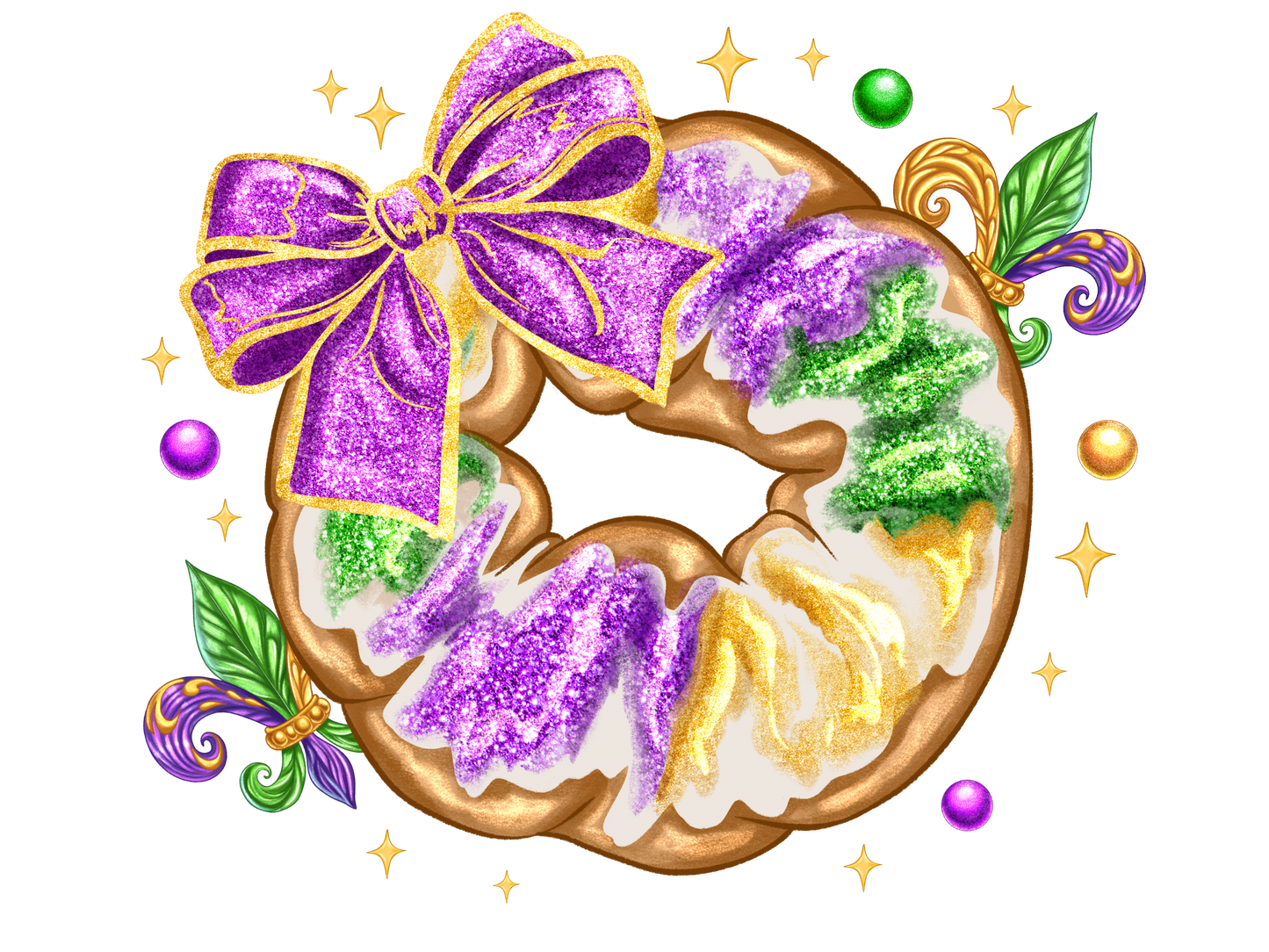 Faux Glitter King Cake MG DTF Transfer
