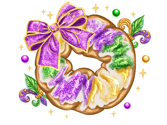 Faux Glitter King Cake MG DTF Transfer