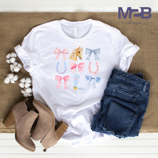 Pink and Blue Horse Coquette DTF Transfer
