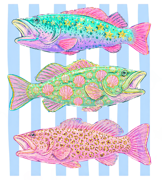 Preppy Fish Sparkle DTF Transfer
