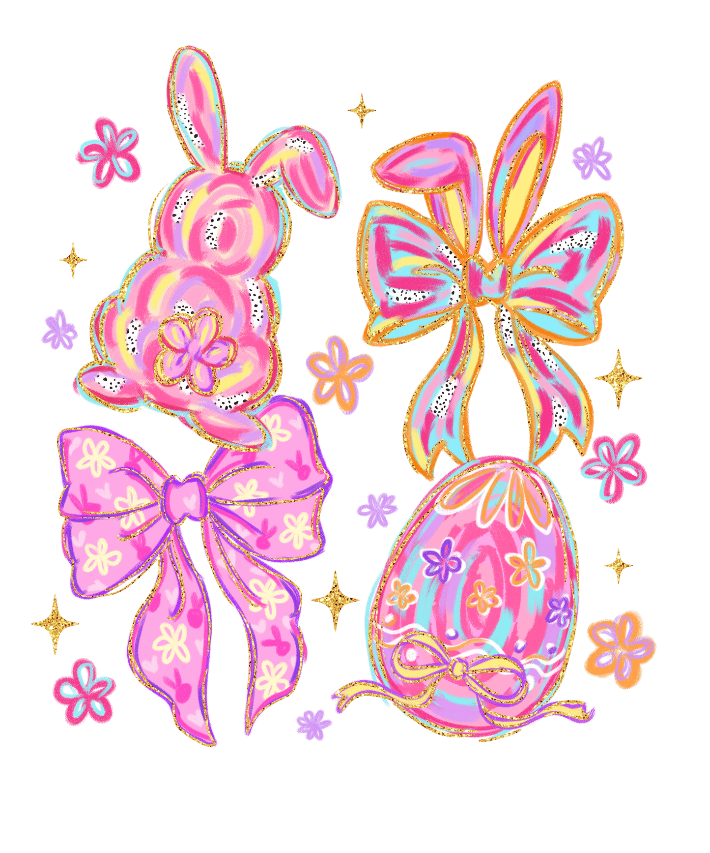 Preppy Neon Easter Collage DTF Transfer