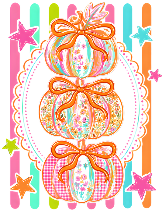 Preppy Pumpkin Stack DTF Transfer