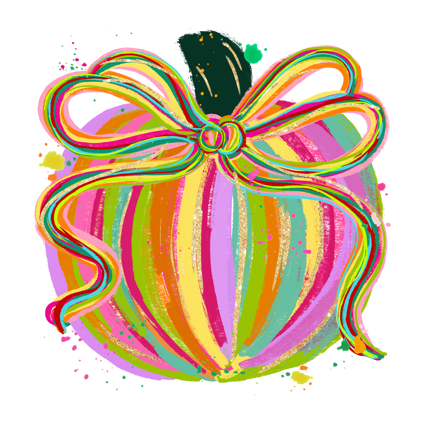 Bright Brushstroke Pumpkin DTF Transfer