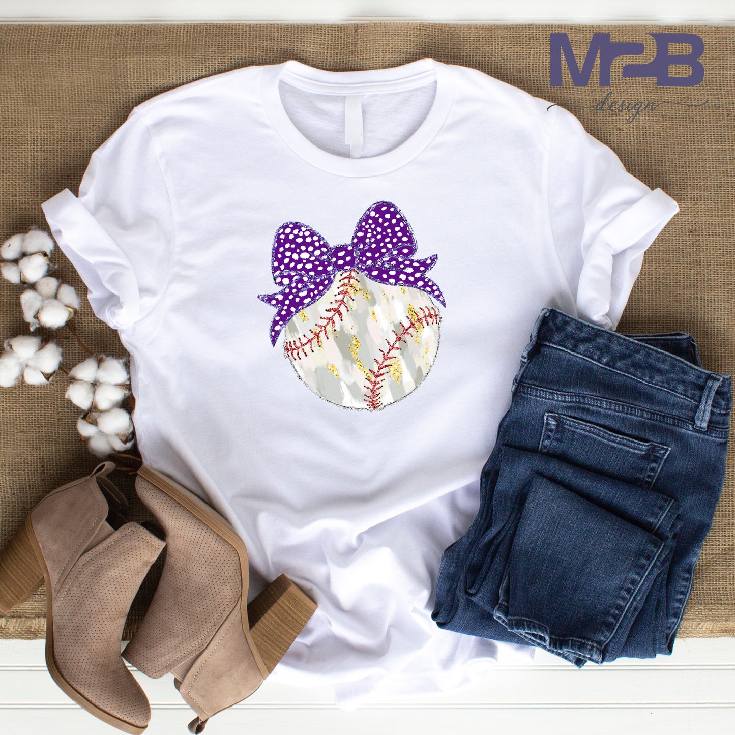 Purple Baseball Gold Coquette DTF Transfer