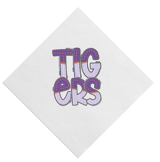 Tigers Doodle Beverage Napkin