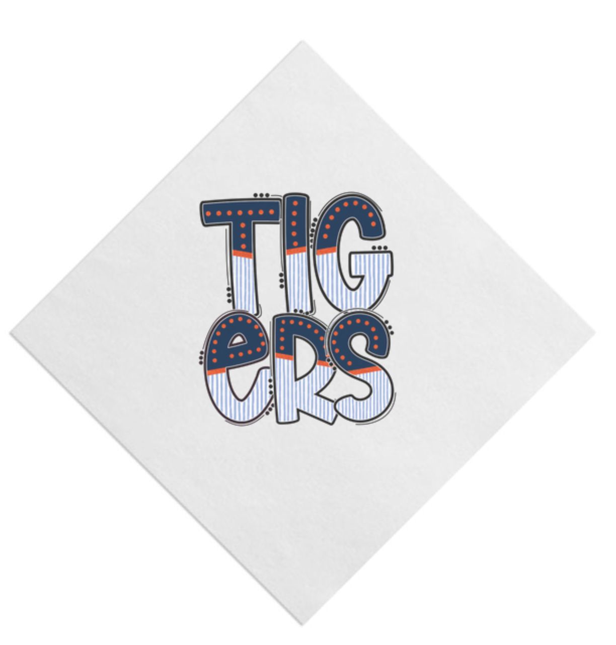 Tigers Doodle Beverage Napkin