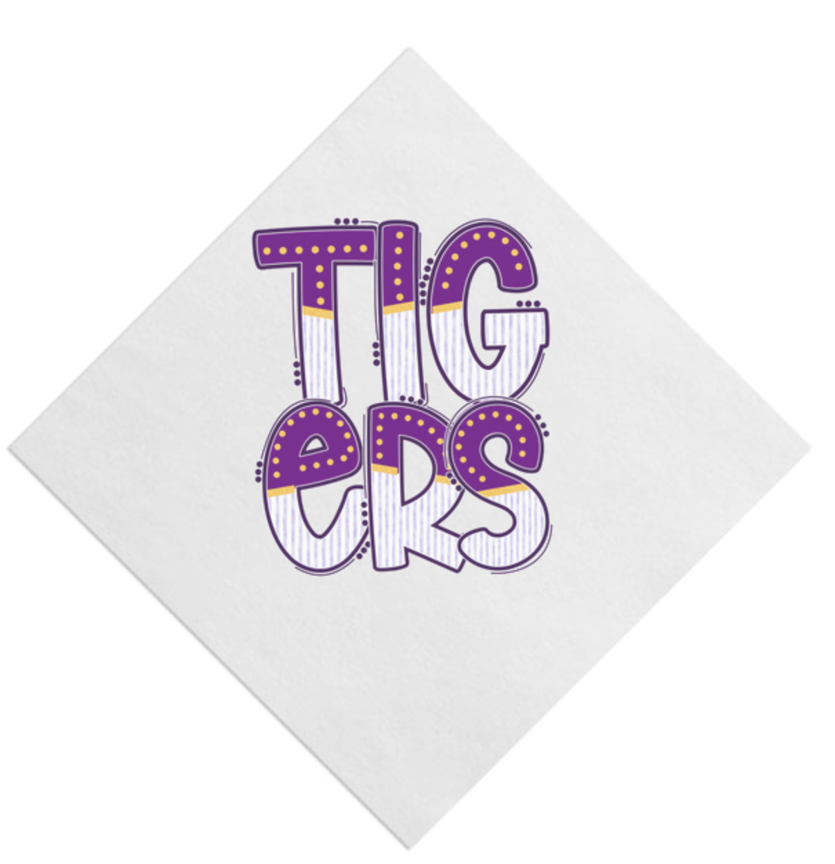 Tigers Doodle Beverage Napkin