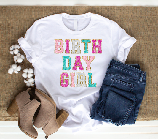 Birthday Girl Glitter Patch DTF Transfer
