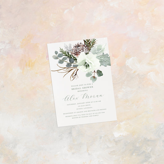 Wintery Bridal Shower Invitation
