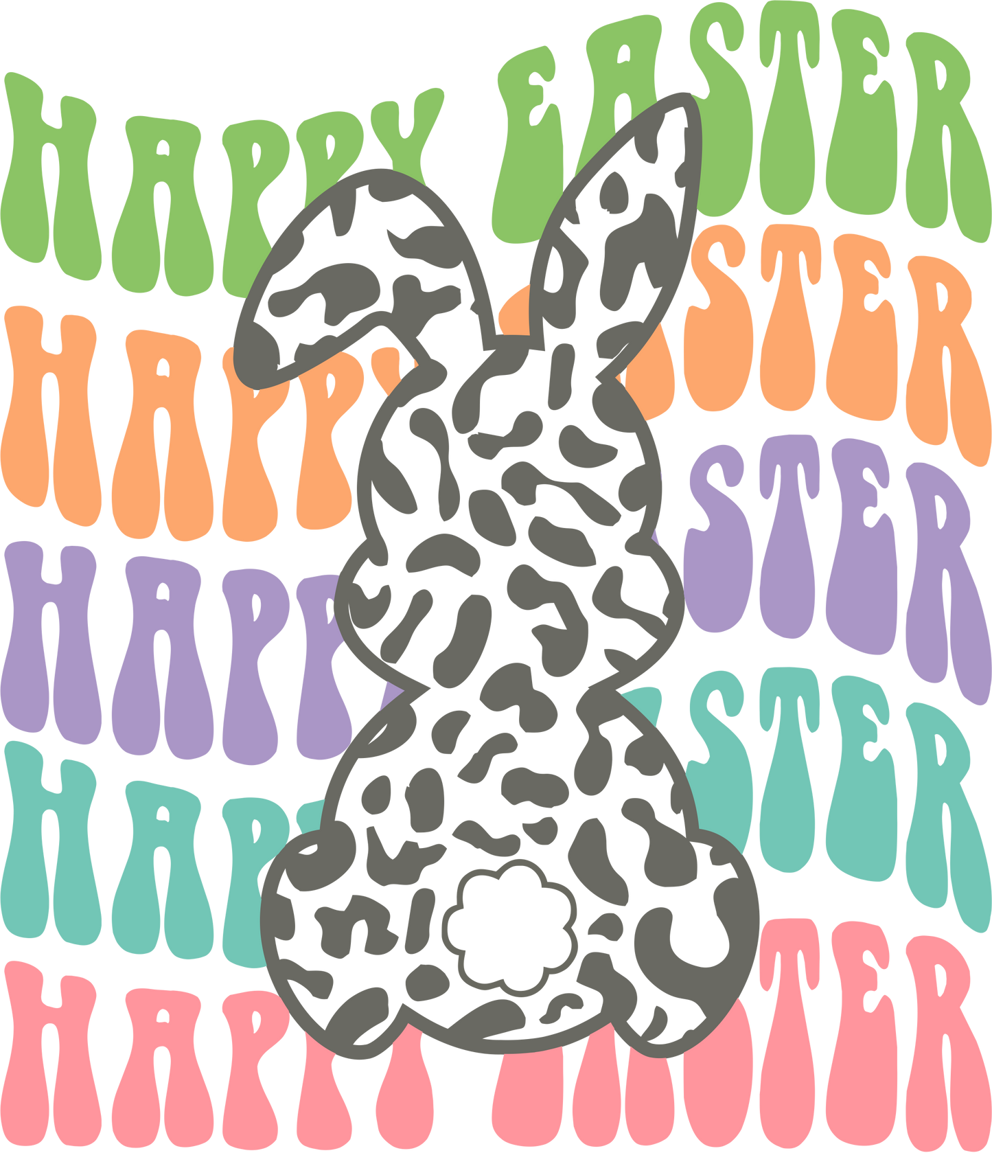 Happy Easter Cheetah Bunny DTF Transfer