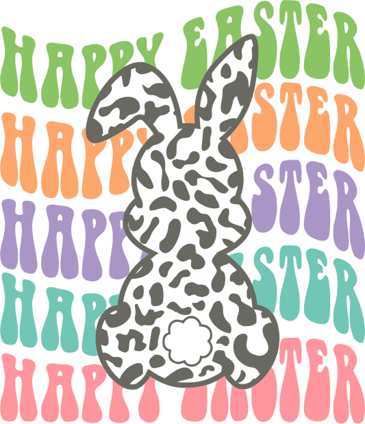 Happy Easter Cheetah Bunny DTF Transfer