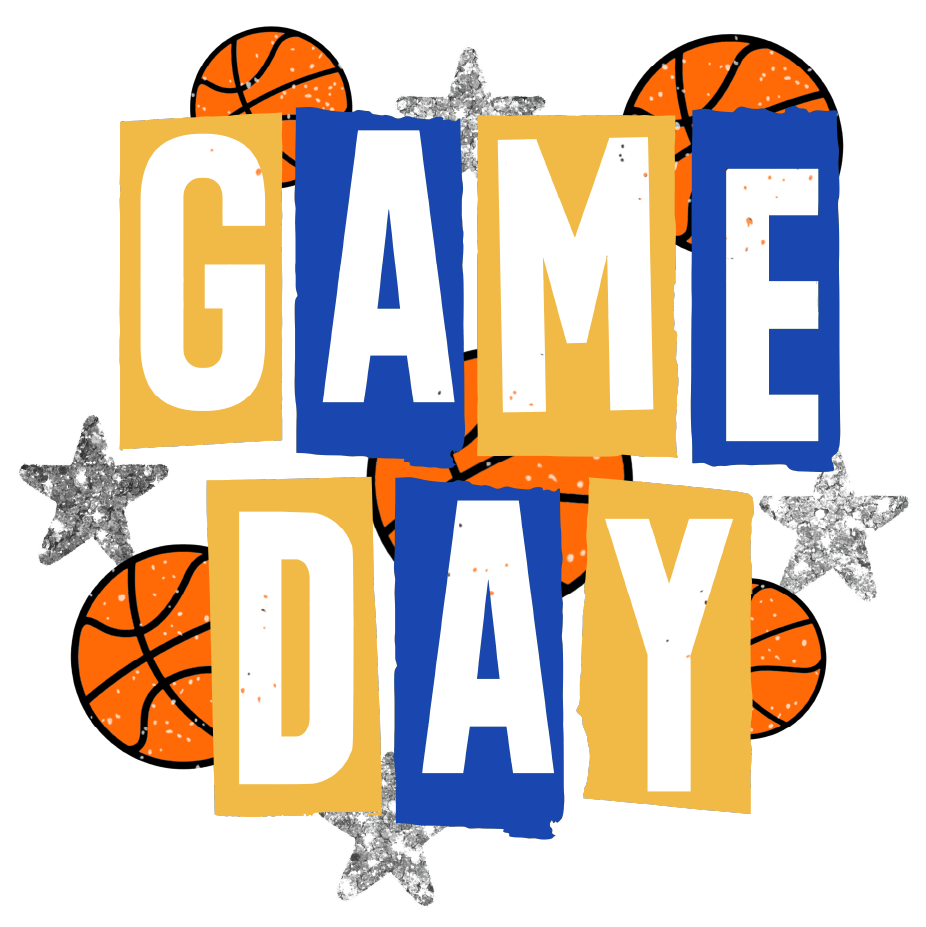 Blue and Gold Basketball Gameday DTF Transfer