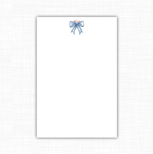 Baseball Blue Bow Notepad