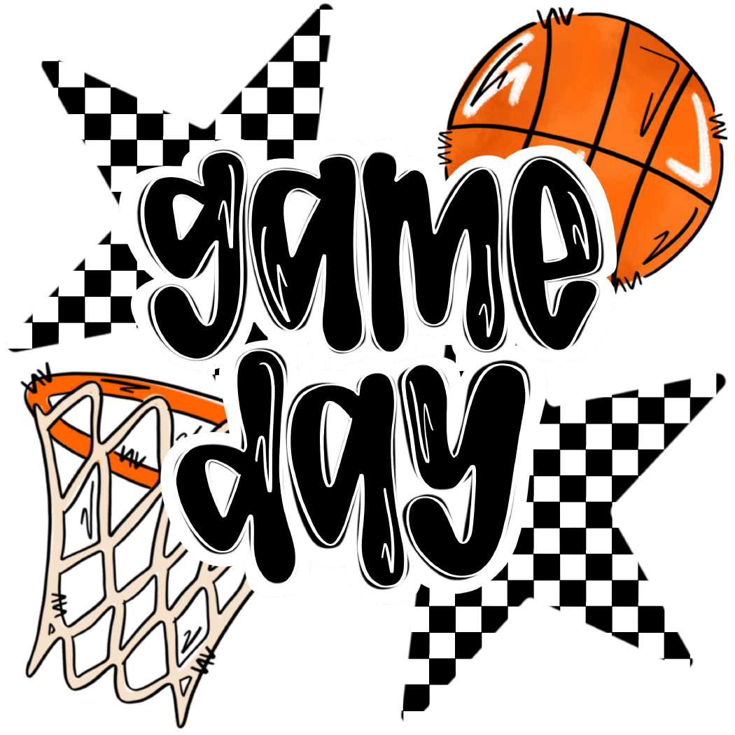 Basketball Gameday Black and White DTF
