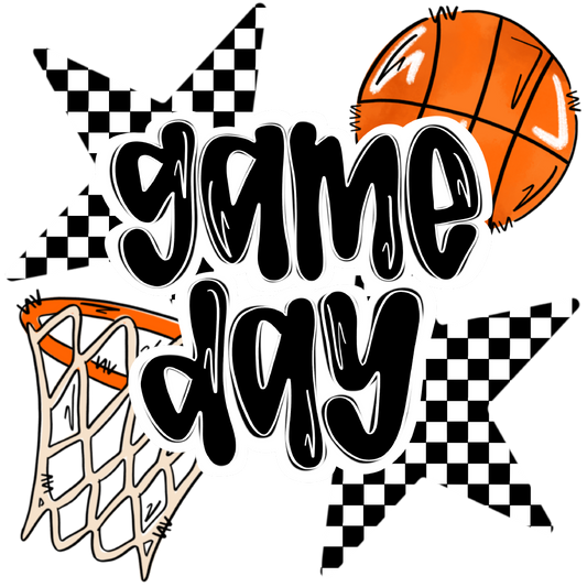 Basketball Gameday Black and White DTF