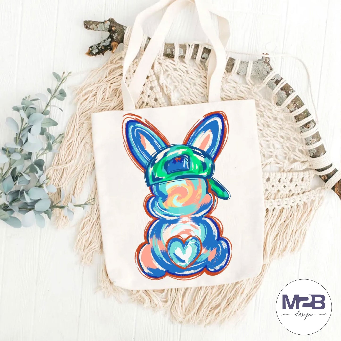 Bright Brushstroke Bunny DTF Transfer