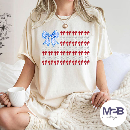 American Flag Bow Coquette DTF Transfer