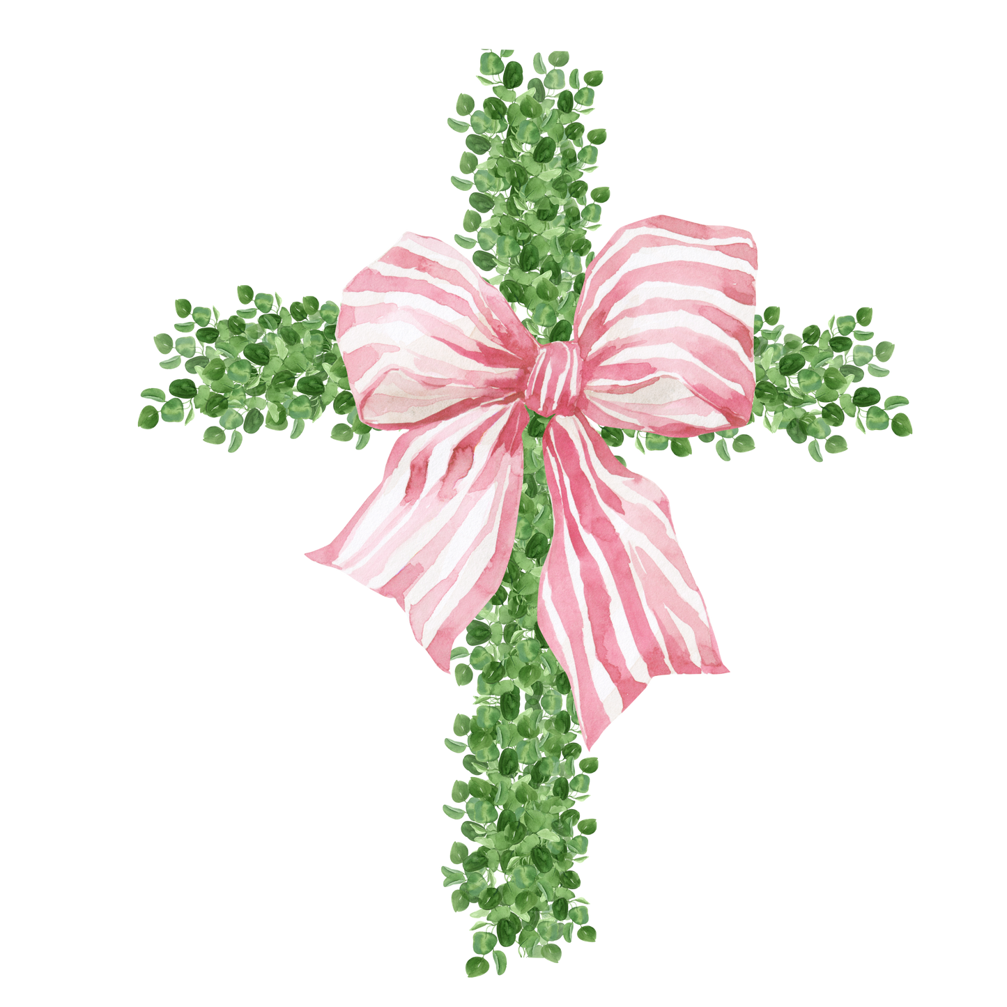 Boxwood Cross with Bow DTF Transfer