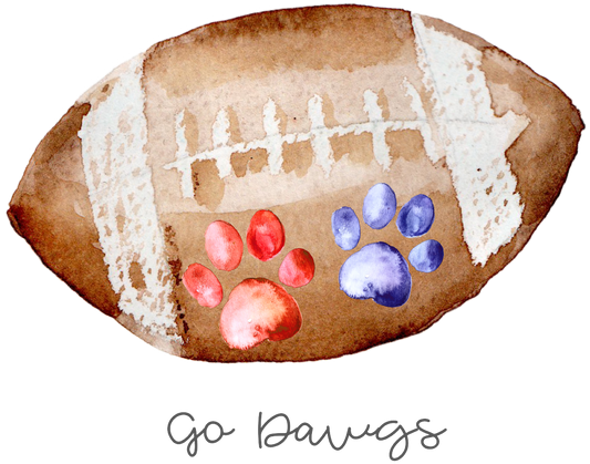 Go Dawgs Football Watercolor DTF Transfer