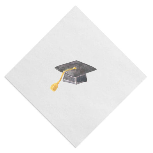Watercolor Graduation Cap Beverage Napkin