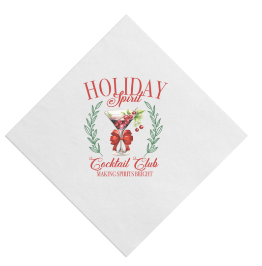 Holiday Spirit Cocktail Club Beverage Napkin