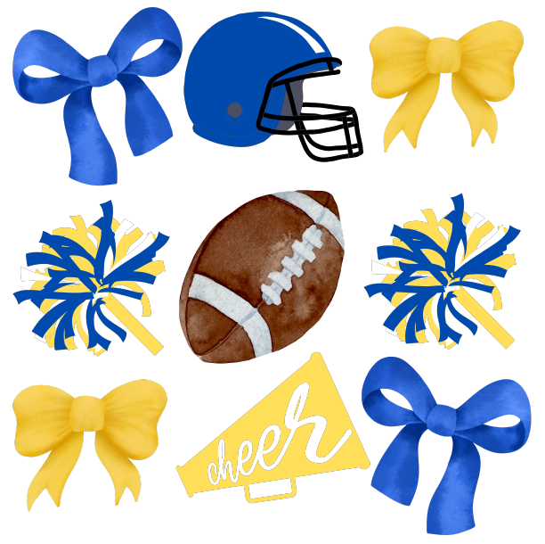 Blue and Gold Cheer Coquette DTF Transfer