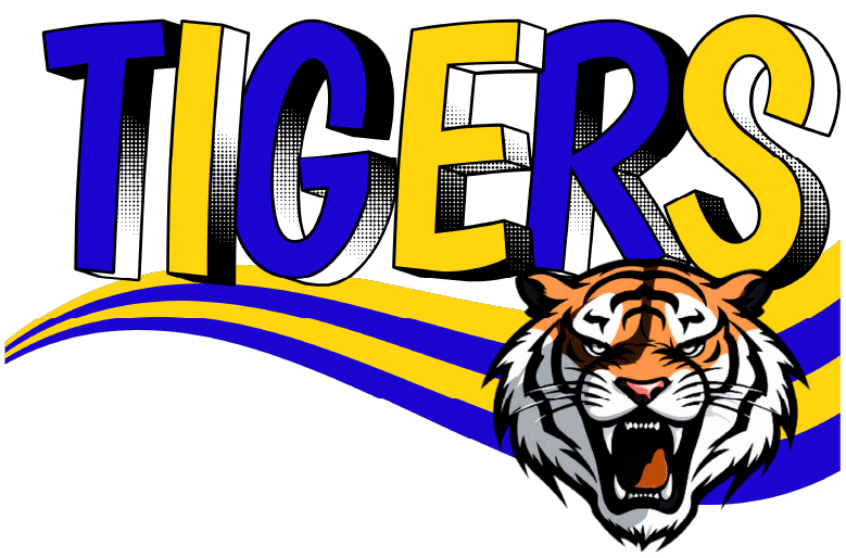 Retro Blue and Yellow Tigers DTF Transfer