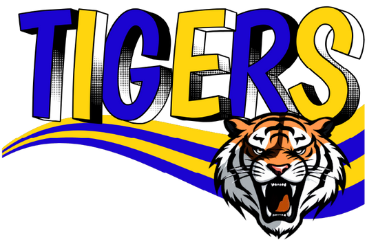 Retro Blue and Yellow Tigers DTF Transfer