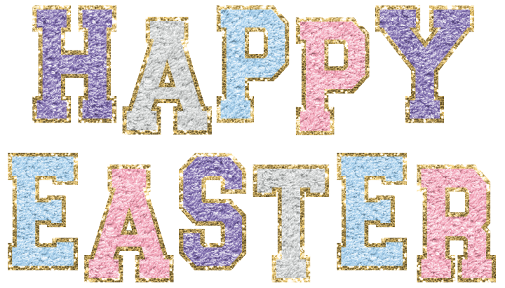 Happy Easter Glitter Patch DTF Transfer