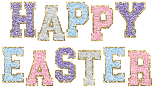 Happy Easter Glitter Patch DTF Transfer