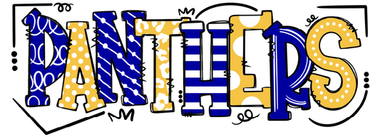 Panthers Colorful Doodle DTF Transfer