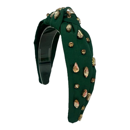 Green and Gold Rhinestone Knot Headband