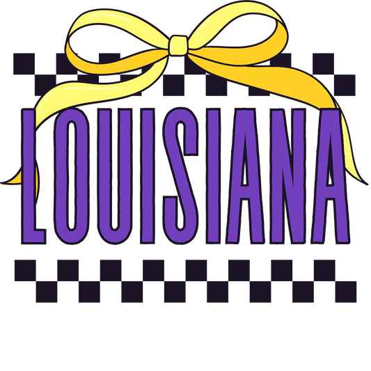 Louisiana Light Purple Checkered Bow DTF Transfer