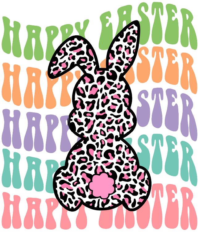 Happy Easter Pink Cheetah Bunny DTF Transfer