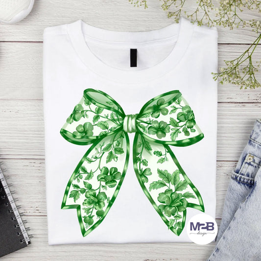 Green Chinoiserie Bow DTF Transfer