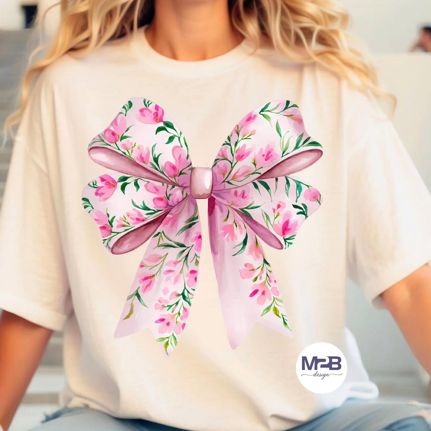 Pink Watercolor Bow DTF Transfer