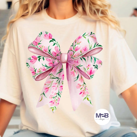 Pink Watercolor Bow DTF Transfer